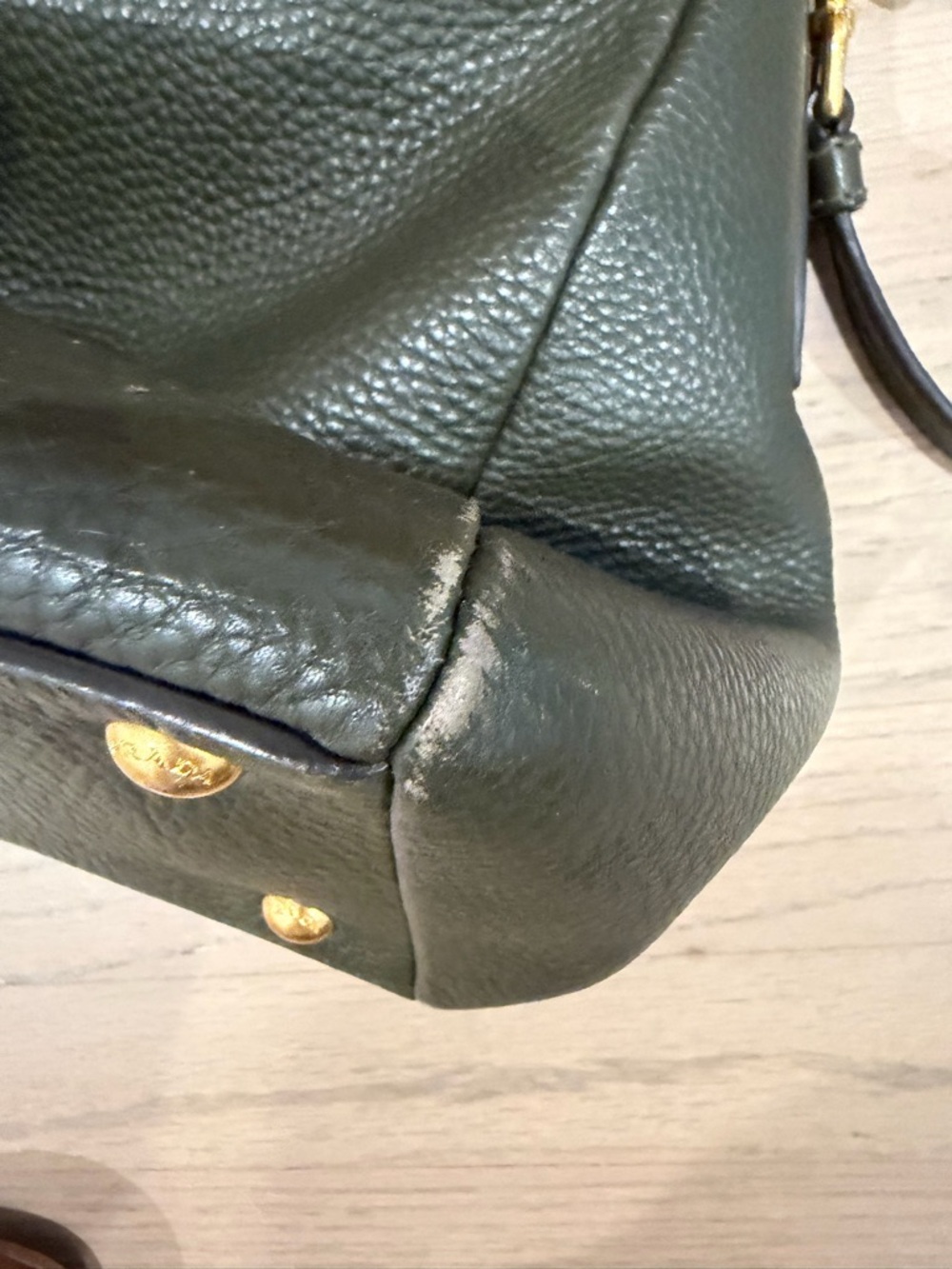 Prada Olive Green Leather Top-Handle/Messenger Bag with Gold Hardware - Picture 8 of 11